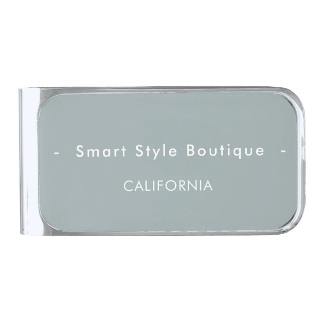 Minimalist Luxury Boutique Dusty Blue Silver Finish Money Clip (Front)