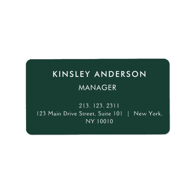 Minimalist Luxury Boutique Emerald Green Label (Front)