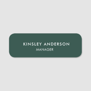 Minimalist Luxury Boutique Emerald Green Name Tag