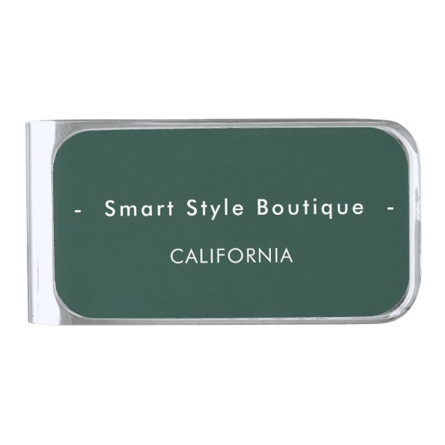 Minimalist Luxury Boutique Emerald Green Silver Finish Money Clip (Front)