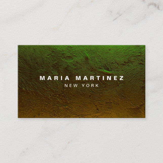 Minimalist Luxury Boutique Empty Green Gold Business Card (Front)