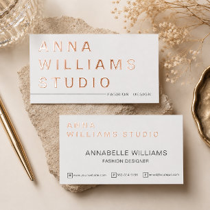 Minimalist Luxury Boutique Fashion Designer  Foil Spot Gloss Business Cards