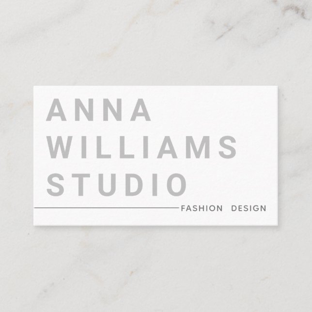 Minimalist Luxury Boutique Fashion Designer Gray Business Card (Front)