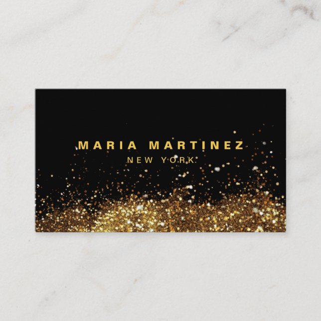 Minimalist Luxury Boutique Gold/Black Business Card (Front)