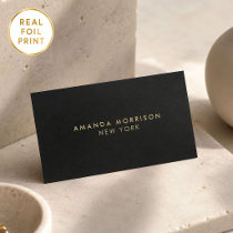 Minimalist Luxury Boutique Gold Foil Black Business Cards