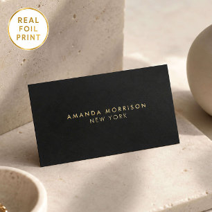 Minimalist Luxury Boutique Gold Foil Black Business Cards
