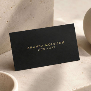 Minimalist Luxury Boutique Gold Foil Black Business Cards