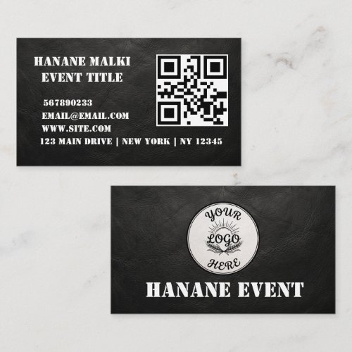 Minimalist Luxury Boutique Gold Foil Black QR code Business Card