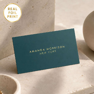 Minimalist Luxury Boutique Gold Foil Deep Teal Business Cards