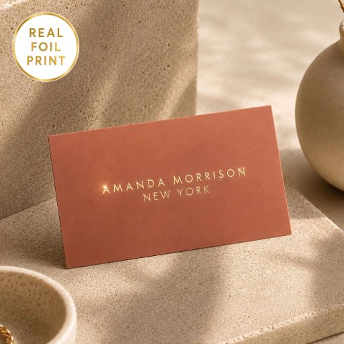 Minimalist Luxury Boutique Gold Foil Terracotta Business Cards
