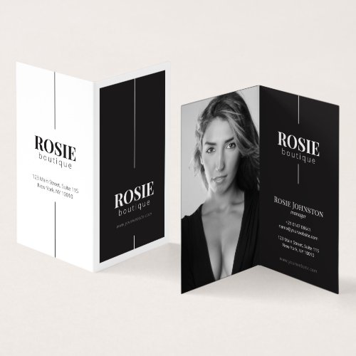 Minimalist Luxury Boutique Hair Salon Black White Business Card