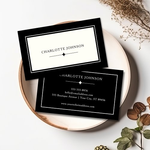 Minimalist Luxury Boutique Ivory Black Business Card