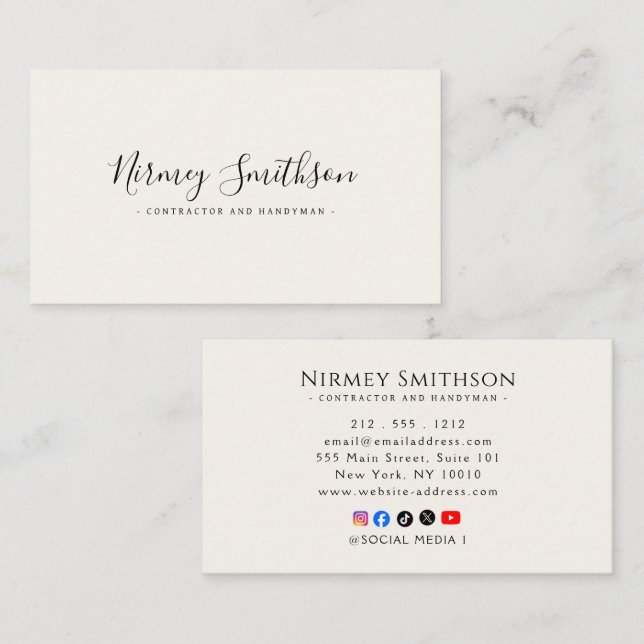 Minimalist Luxury Boutique Ivory Business Card (Front/Back)