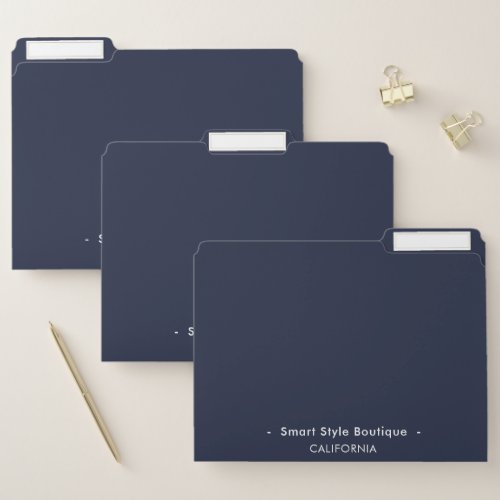 Minimalist Luxury Boutique Navy Blue File Folder