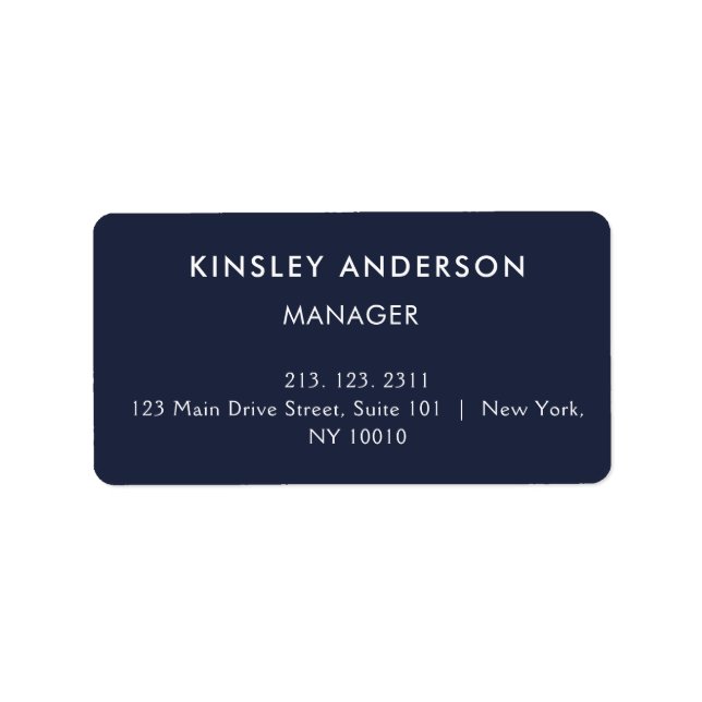 Minimalist Luxury Boutique Navy Blue Label (Front)