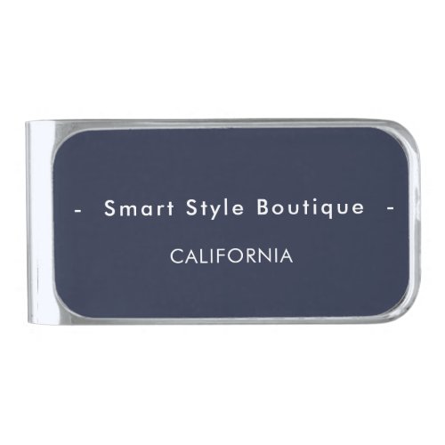 Minimalist Luxury Boutique Navy Blue Silver Finish Money Clip