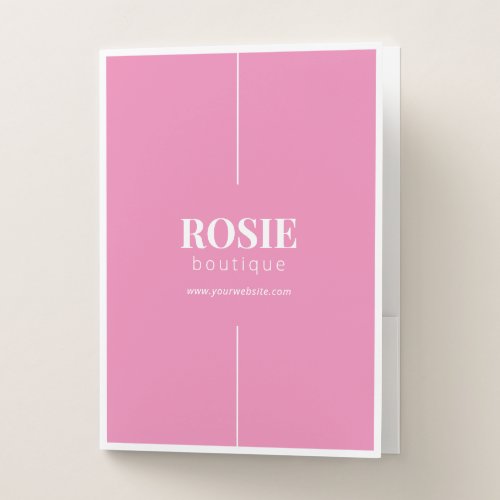 Minimalist Luxury Boutique PinkWhite Pocket Folder