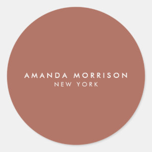 Minimalist Luxury Boutique Terracotta Rust Classic Round Sticker
