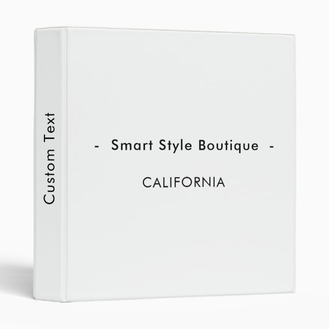 Minimalist Luxury Boutique White and Black 3 Ring Binder (Front/Spine)