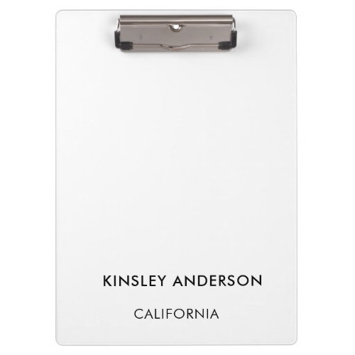 Minimalist Luxury Boutique White and Black Clipboard