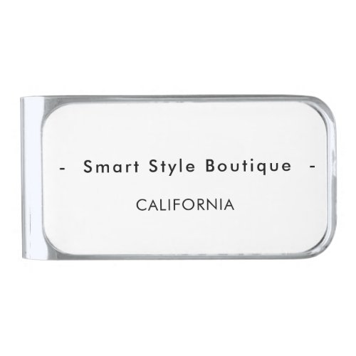 Minimalist Luxury Boutique White and Black Silver Finish Money Clip