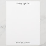 Minimalist Luxury Boutique White Letterhead<br><div class="desc">An elegant and refined design elevates your name or business name through minimal and modern styling. The simple black text on a white background provides a luxury aesthetic to this classic letterhead design. © 1201AM Design Studio | www.1201am.com</div>