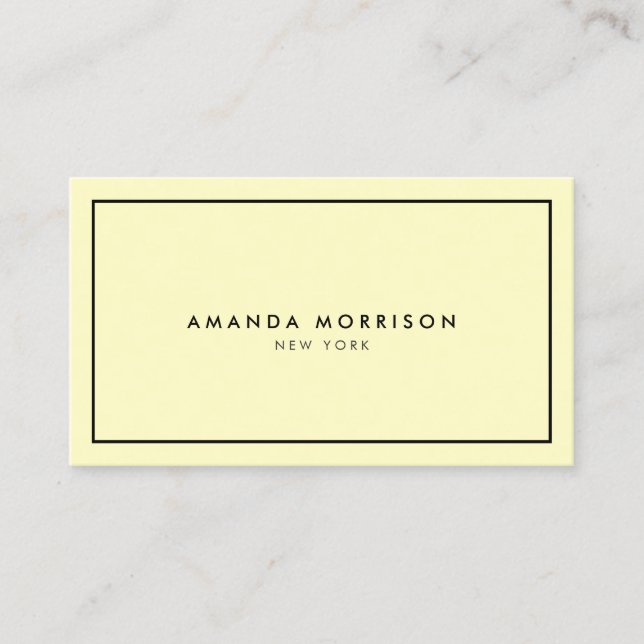 Minimalist Luxury Boutique Yellow/Black Business Card (Front)