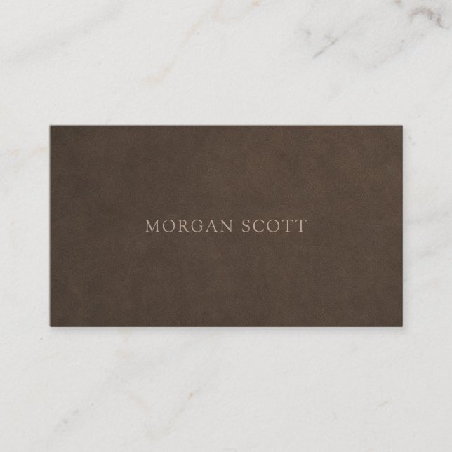 Minimalist Luxury Brown Suede Texture Business Card (Front)
