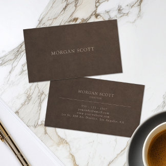 Minimalist Luxury Brown Suede Texture Business Card