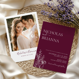 Minimalist Luxury Burgundy Wedding Invitation