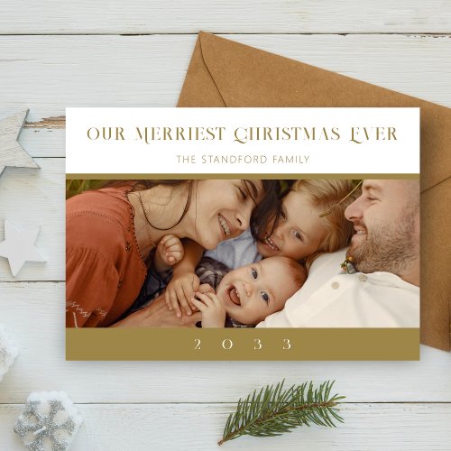 Minimalist Luxury  Gold Exquisite Photo Holiday Card