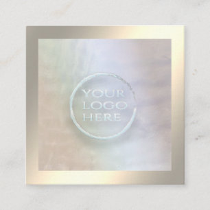 Minimalist luxury gold holographic custom logo squ square business card