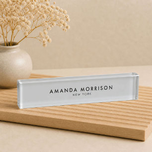 Minimalist Luxury Gray Desk Name Plate