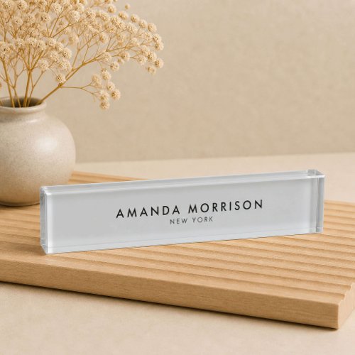 Minimalist Luxury Gray Desk Name Plate