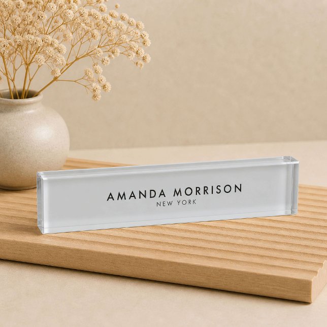 Minimalist Luxury Gray Desk Name Plate (Creator Uploaded)