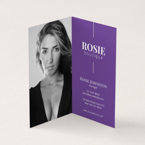 Minimalist Luxury Hair  Beauty Salon Purple Business Card