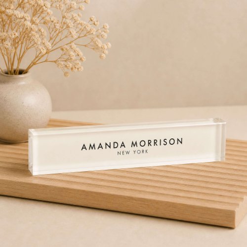 Minimalist Luxury Ivory Desk Name Plate