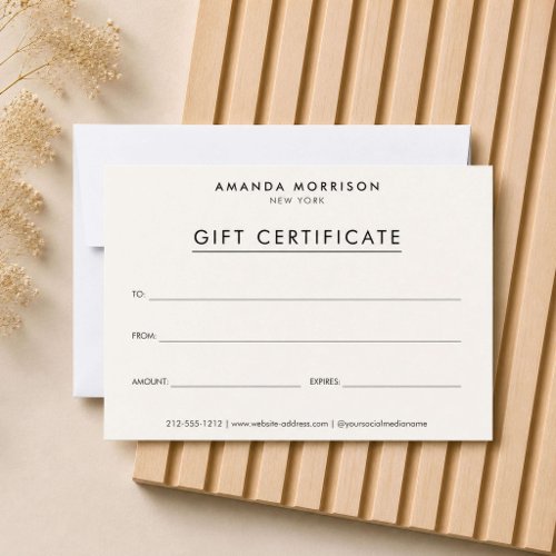 Minimalist Luxury Ivory Gift Certificate