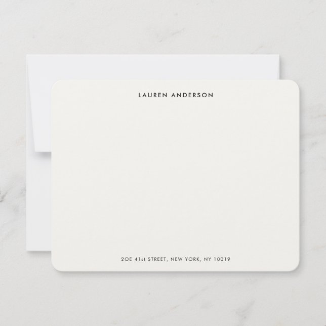 Minimalist Luxury Ivory Personalized Flat Note Card (Front)