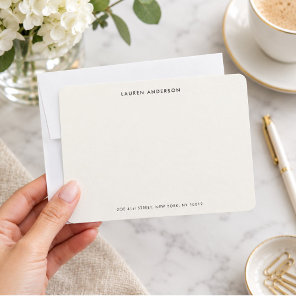 Minimalist Luxury Ivory Personalized Flat Note Card