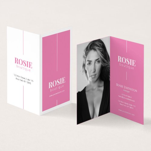 Minimalist Luxury Makeup Artist Pink Folded Business Card