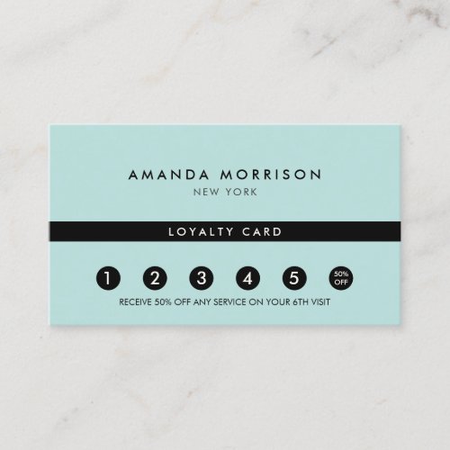 Minimalist Luxury Mint Green Loyalty Business Card