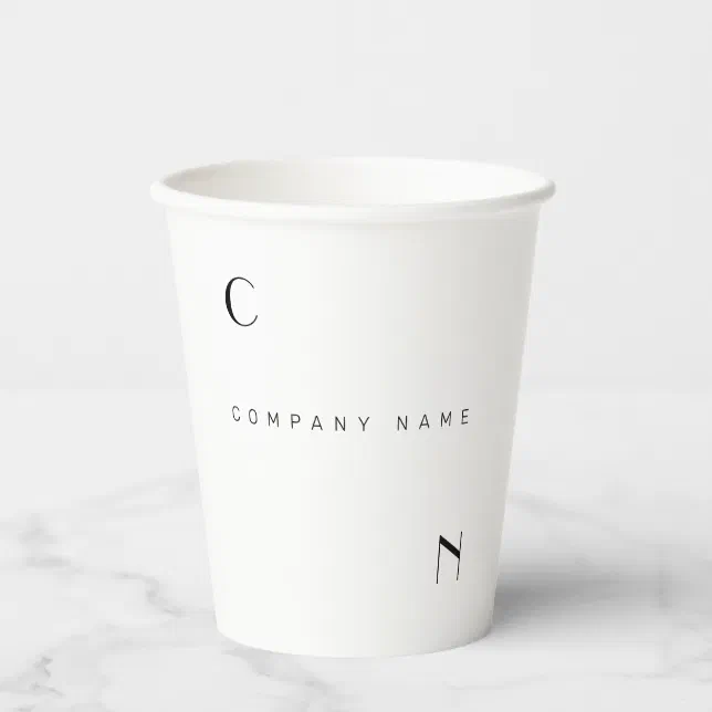 Minimalist Luxury Modern Company Monogram Paper Cups | Zazzle