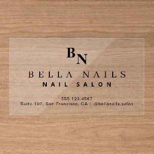 Minimalist Luxury Nail Salon Clear Business Cards