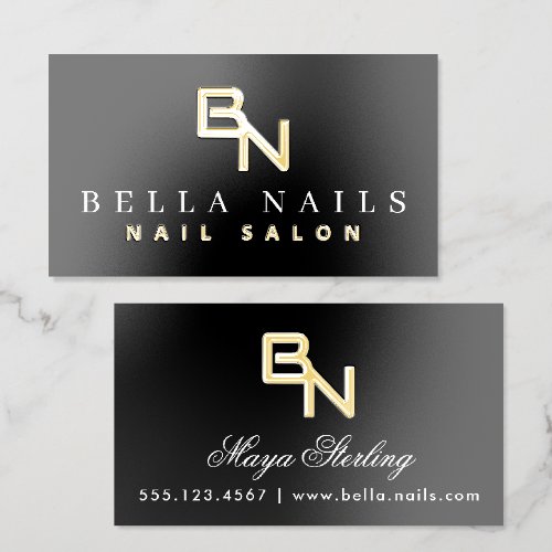 Minimalist Luxury Nail Salon Foil Spot Gloss Business Cards