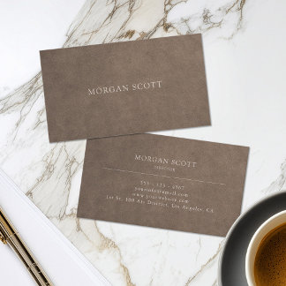 Minimalist Luxury Neutral Suede Texture Business Card