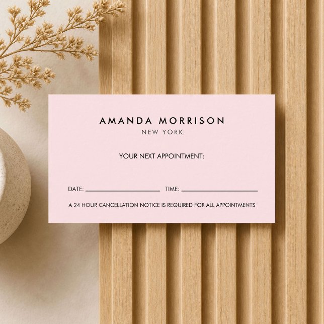 Minimalist Luxury Pink Appointment Business Card (Creator Uploaded)