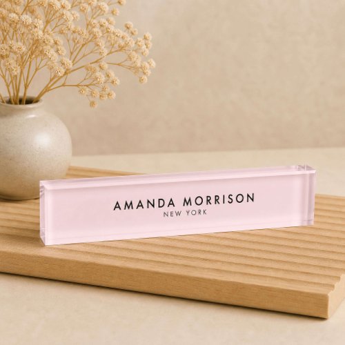 Minimalist Luxury Pink Desk Name Plate