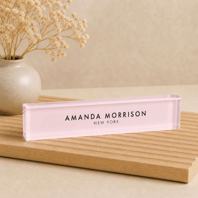 Minimalist Luxury Pink Desk Name Plate (Creator Uploaded)