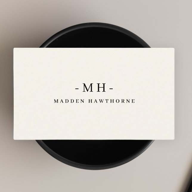 Minimalist Luxury Professional Ivory Monogram Name Business Card (Creator Uploaded)